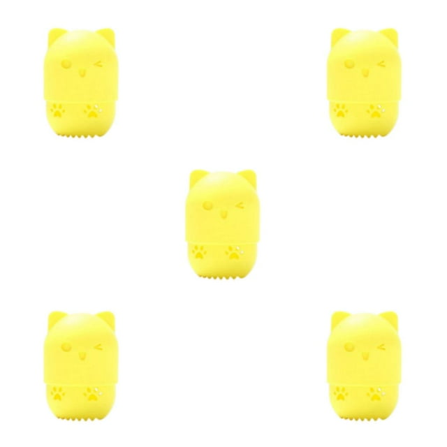 Wweixi Hygienic And Durable Washable And Reusable Storage Box For Cat Makeup Sponges yellow 5Set