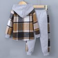 thumbnail image 4 of xaweyi Kids Boys Hooded Plaid Shirt Jacket and Sweatpants 2 Piece Matching Outfit Casual School Wear,Sizes 6 Years, 4 of 9
