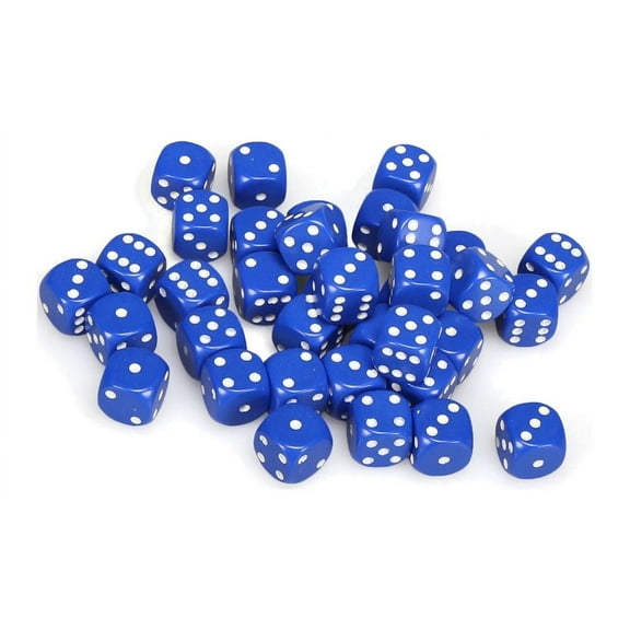 Chessex CHX25806 Dice-Opaque: 36D6 Set, Blue/White