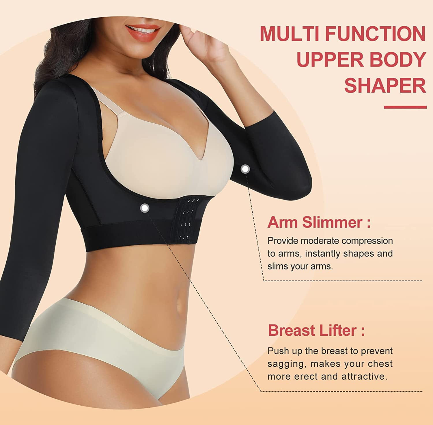 FeelinGirl Arm Shaper Post Surgery Arm Compression Sleeves Lipo Garment  Posture Corrector Shapewear Tops 