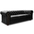 thumbnail image 3 of Sala de Piel Genuina Clásico 3-2-1, Sofá, Love Seat y Sillón,  6 plazas, Modelo Chesterfield P/V, Color Negro, Elegante, cómodo y Clásico, Hecho en Mexico. Medidas:  220 cm, 185 cm, 110 cm., 3 of 10