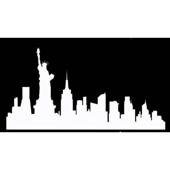 New York City Skyline Decal Sticker | 8.5-Inches By 4.4-Inches | White Vinyl