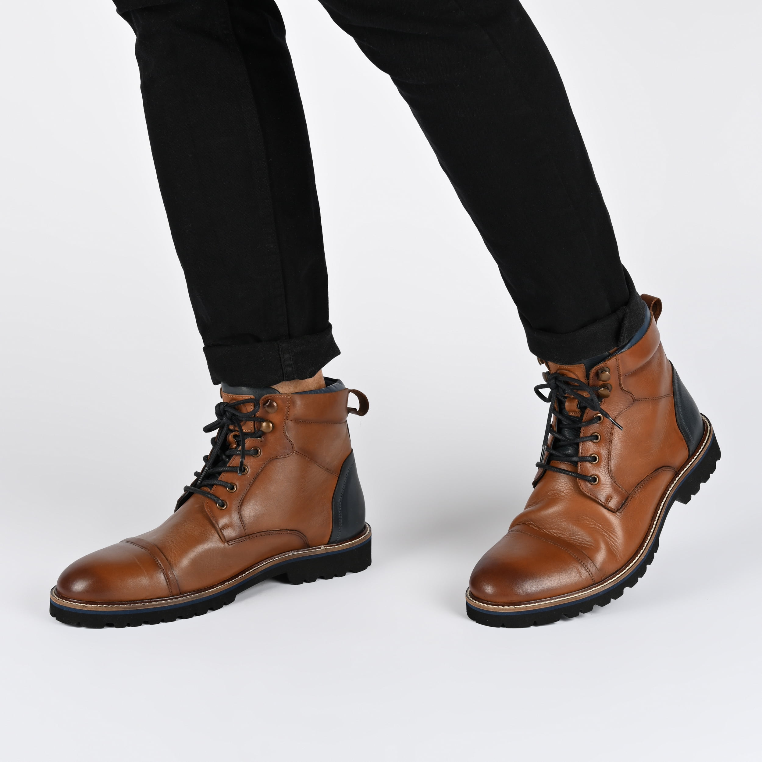 Thomas and Vibe Men\'s Red Plaid Cap-Toe Lace-Up Boots. 9.5 Thomas & Vine Mens Reddick Cap Toe Ankle Boot | HSN main image 2
