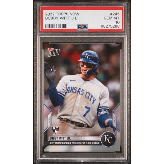 PSA 10 Bobby Witt Jr. 2022 Topps Now #245 3 RBI Outing Rookie Card Kansas City Royals