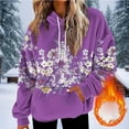 thumbnail image 2 of Women's Floral Fuzzy Hoodies Pullover Cozy Oversized Sweatshirt Warm Winter Loose Fleece Outerwear Tops with Pocket, 2 of 5