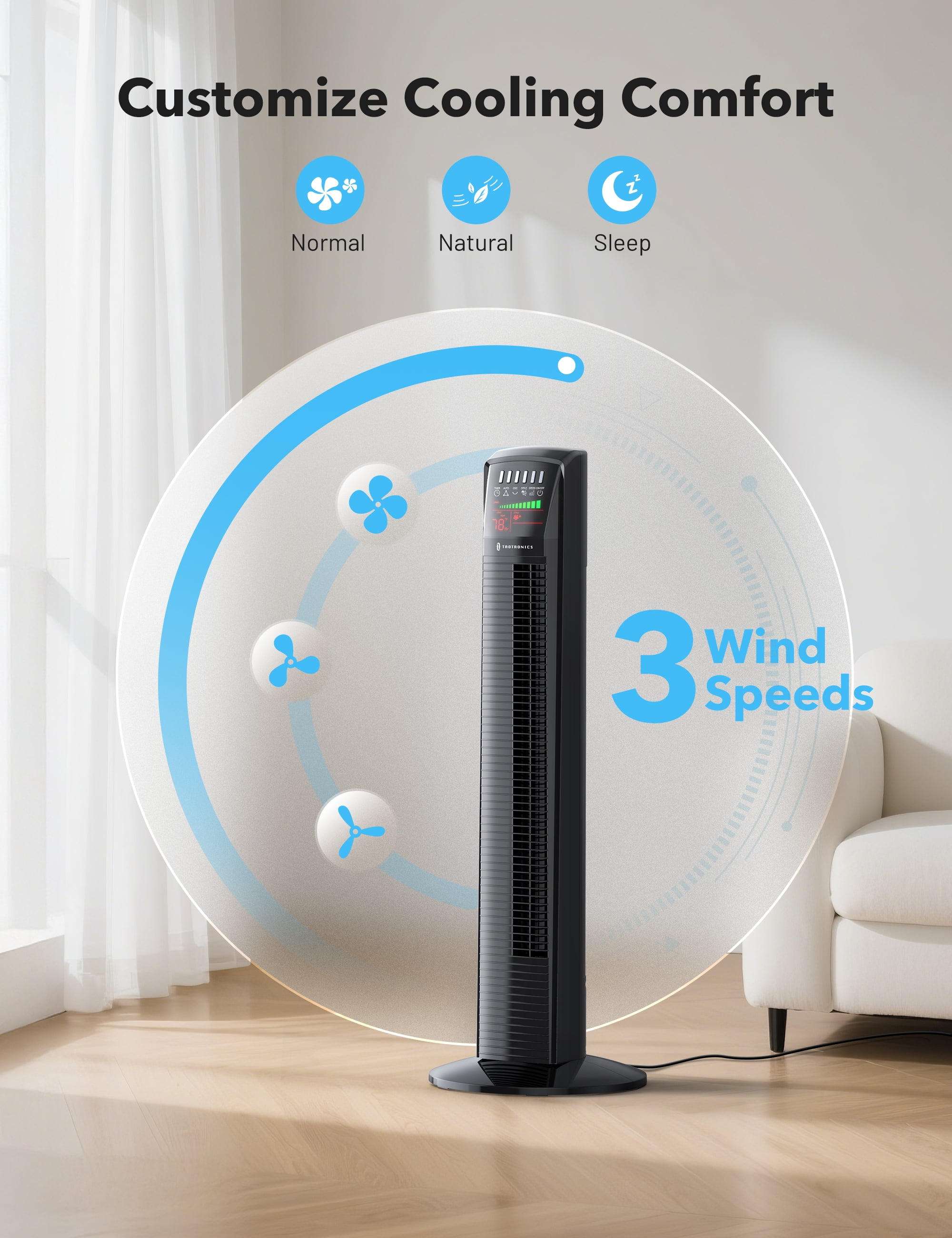 TaoTronics Quiet Tower Fan, 36