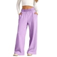 thumbnail image 3 of Pretxorve Kids Girls Boys Pants Solid Fleece Thermal Sweat with Side Pockets Fall Winter Bottoms Sizes 5-14Y, 3 of 5