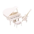 thumbnail image 3 of Casa de muñecas a escala 1:12, mini piano de cola, guitarra con taburete, instrumento musical. blanco, 3 of 9