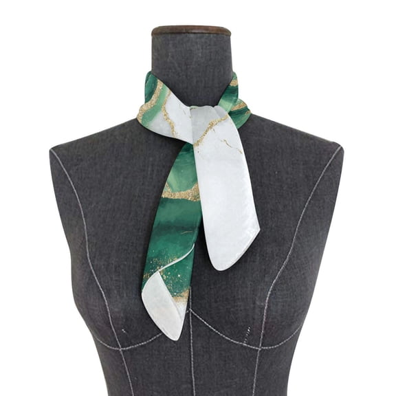 Square Scarf 24x24 Inch Alluring Gold-green Marble Silky Satin Sun Protection Neck Scarf for Women Multi-Purpose Head Wrap Bandana for Hair Bag Decoration