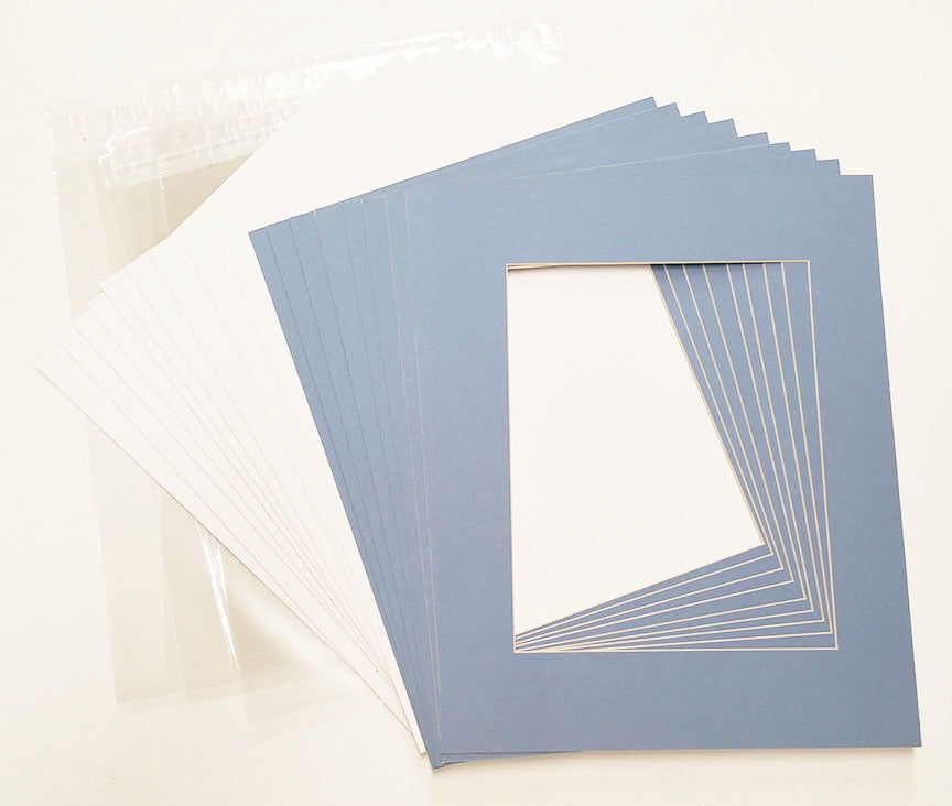 16x16 Square White Picture Mats with White Core Bevel Cut for 12x12 Pictures