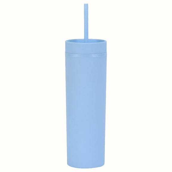 Insulated Tumbler 450ml Slim Dual Wall Plastic Travel Tumbler 1 Pack Drinkware, Secure Straw Seal Kitchen Gadget, Multipurpose Vessel for Gym Office Road Trip Hydration