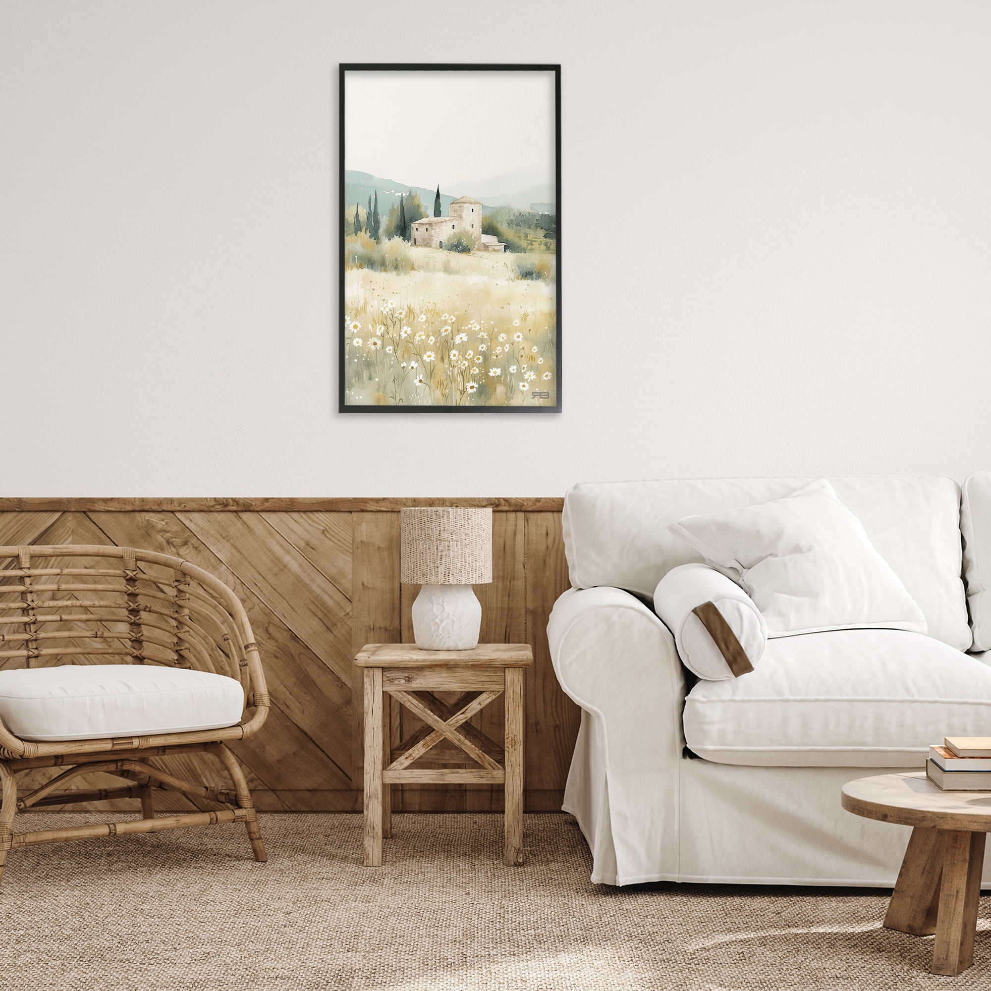 Stupell Industries Nu Horizon Countryside Landscape Painting Black Framed Art Print Wall Art, 20 x 30