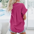 thumbnail image 5 of Women's Short Sleeve Pocket Button Tee - Casual Loose Blouse Top - S-3XL - Polyester - Solid Color - V-Neck - Suitable for Daily/Vacation/Work - Pair with Jeans/Leggings, 5 of 6