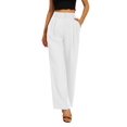 thumbnail image 1 of Pantalones de vestir FUNYYZO de cintura alta y pierna ancha para mujer, color blanco, 1 of 6
