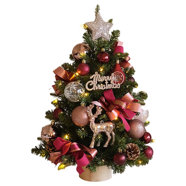 Árbol de Navidad de 45 cm, mini árbol de Navidad de escritorio, adornos para el hogar