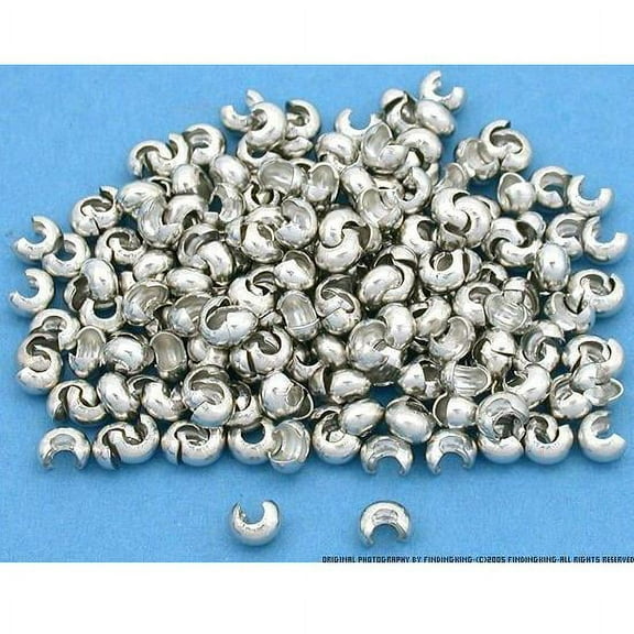 200 Silver Tone Round Crimp Bead Covers Jewelry 5mm