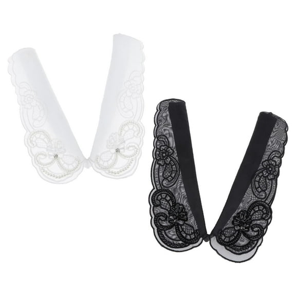 2x Female Lace Fake Collar Detachable Blouse Half Shirt for Women