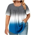 thumbnail image 1 of T-shirt Plissé à Manches Courtes et Col Rond pour Femmes Grande Taille avec Boutons, 1 of 7