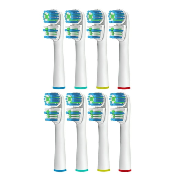 Oral Basics Replacement Tooth Brush Heads Compatible With Oral B Electric Toothbrush - Dual Clean Generic Brushes Fits Oralb Braun Pro 1000, Oral-B 7000, 8000, Vitality and More (8 Pack)