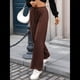 thumbnail image 5 of Pantalones Deportivos de Pierna para Mujer, Cintura Alta, Holgados y con Cordón Ajustable Color Café XXL, 5 of 9