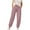 Pink, variant on Women's Slim Fit Ankle Casual Pants - Stretchy, Solid Color, Functional Pockets - Spring/Summer, S-XXXL