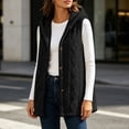 thumbnail image 4 of Meichang Women's Hooded Fuzzy Fleece Vest Open Front Button Down Cardigan Sweater Sleeveless Fleece Sherpa Jacket Coat, 4 of 9