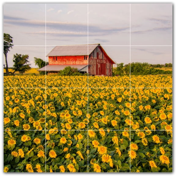 Picture-Tiles.com: Farm Ceramic Tile Wall Mural WAL500574-44S. 17"W x 17"H using (16) 4.25" x 4.25" Ceramic Tiles-Satin Finish