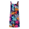 thumbnail image 4 of Pounoo Women's Rompers Square Neck Sleeveless Palm Leaf Print Casual Overalls Tropical Vacation Breezy Loose Wide Leg Jumpsuits Gift, 4 of 5