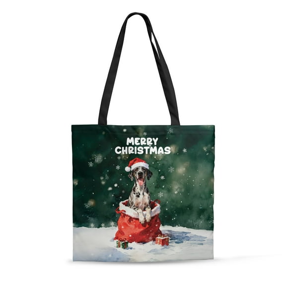 Santa Surprise Gift Great Dane Merry Cheerful Christmas All Over Print 3D Canvas Tote Bag Danes Dog Lover Gifts Reusable Handbag - 12021