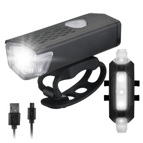 Yeacher Bike Lights Set USB Rechargeable Bicycle Headlight & Tail Light Waterproof Cycling Front Headlight and Back Light Dual Front & Rear Bright Light