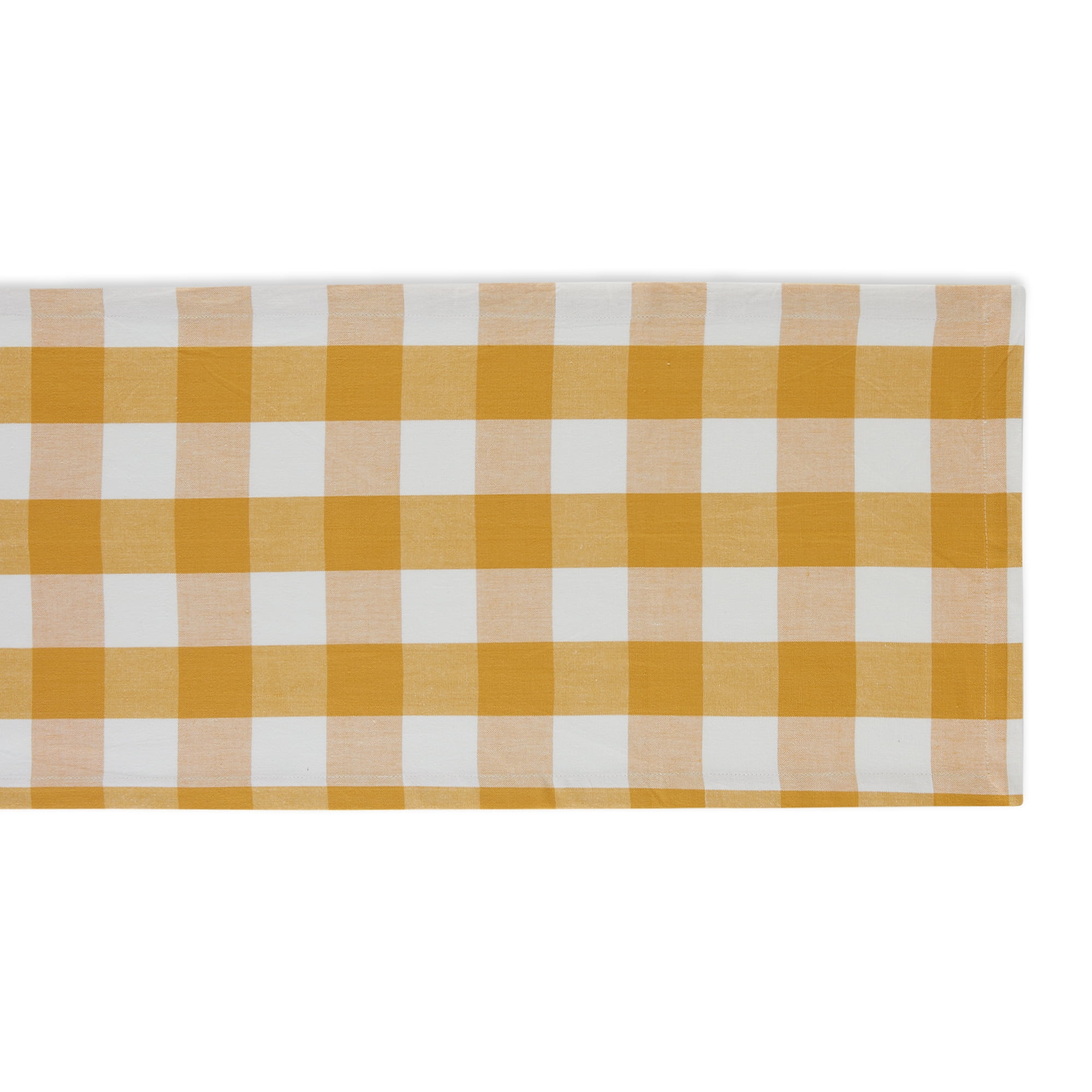 14" x 72" Golden Yellow and White Rectangular Home Essentials Buffalo Checkered Table Runner