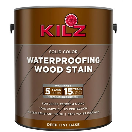 KILZ Solid Color Exterior Wood Stain, Gallon, Deep Base 