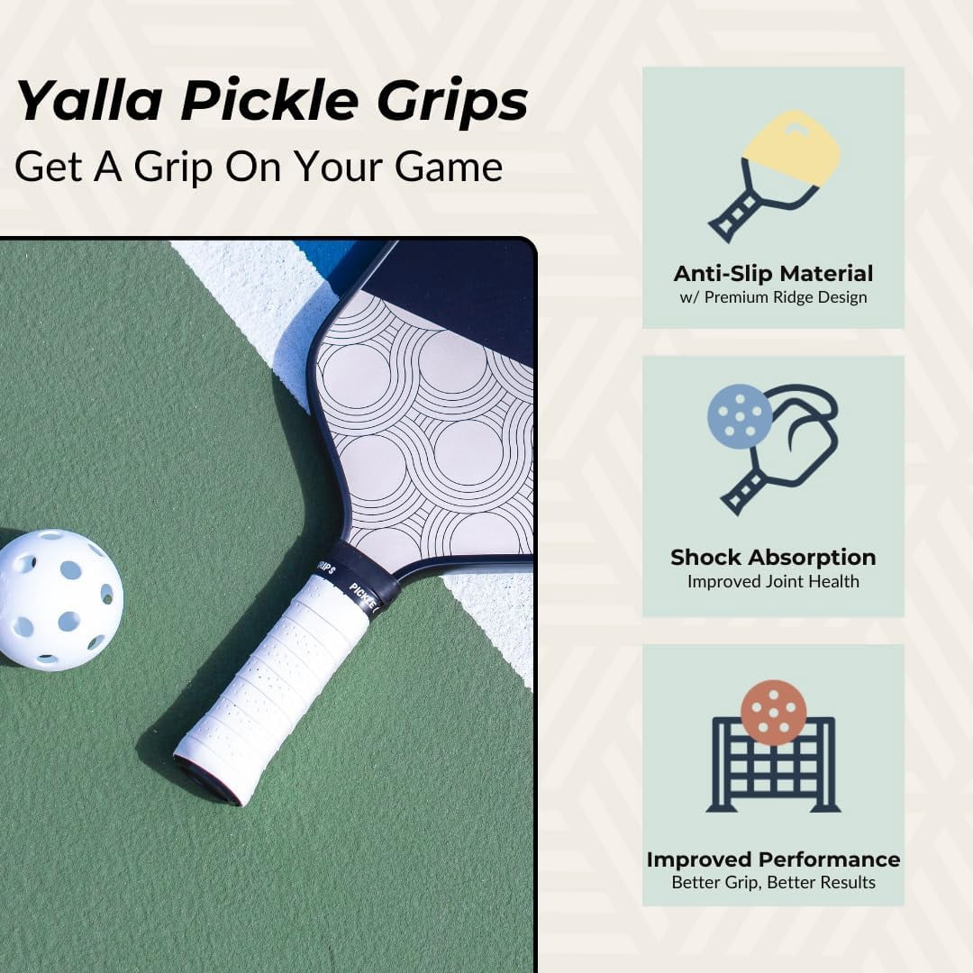 Pickle Grips Pickleball Paddle Grip Tape - Overgrip Grip Wrap for Pickleball Racket - Moisture Wicking Paddle Grip Wrap (2 Pack)