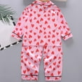 thumbnail image 4 of VNKIDY Girls Outfits Kids Children Cozy 2 Piece Outfit Pink Heart Prints Long Sleeve Lapel Button Down Top Loose Fit Pants Home Wear Set Trendy Outfits, 4 of 4