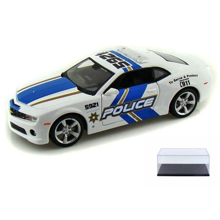 Diecast Car & Display Case Package - Chevy Camaro SS RS Police, White - Maisto 31208 - 1/24 Scale Diecast Model Toy Car w/Display Case