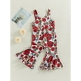 thumbnail image 3 of Bagilaanoe Toddler Baby Girl Summer Jumpsuit Sleeveless Floral Print Romper Overalls 12M 18M 24M 3T 4T 5T Kids Long Flare Pants Summer Outfits, 3 of 9