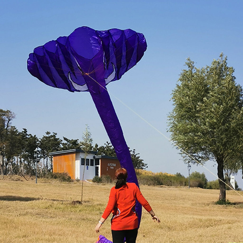 ZPAQI Nylon Long Tail Kite Large 3D Elephant Wind Kite Parent-Child Entertainment Toy