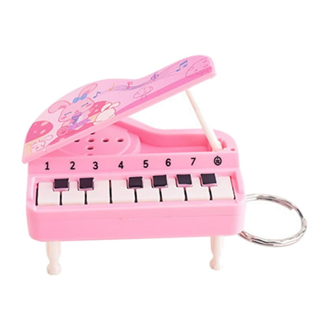 Música de mano Piano de juguete Llaveros de piano Mini juguete Pequeño piano de juguete Llavero Instrumento Llavero para adolescentes Regalos de cumpl Rosa