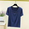 thumbnail image 1 of Ounisa Womens Short Sleeve T Shirts Crew Neck Rib Knit Solid Color Casual Slim Fit Spring Summer Basic Layering Tops M-2XL, 1 of 5