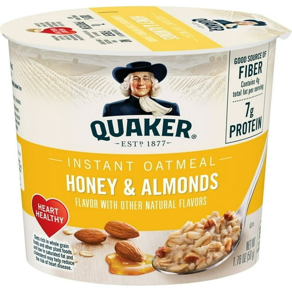 Quaker Honey & Almond flavored Instant Oatmeal, 1.76 oz (Pack of 6)