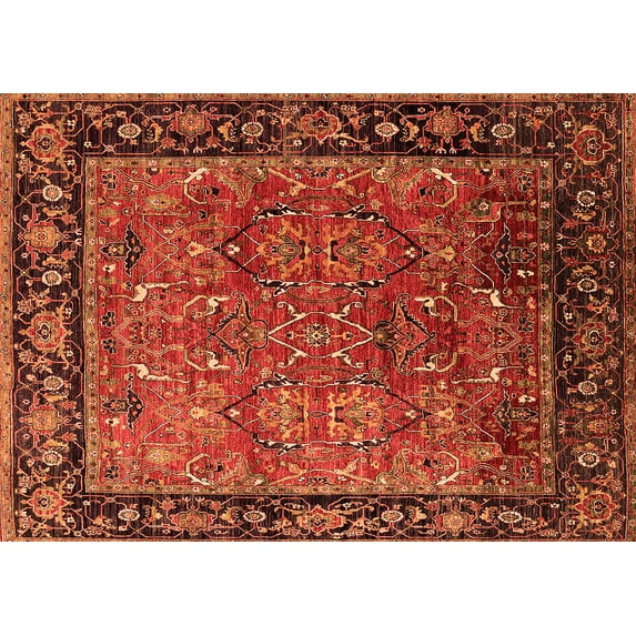 Ahgly Company Indoor Rectangle Oriental Orange Industrial Area Rugs, 3' x 5'