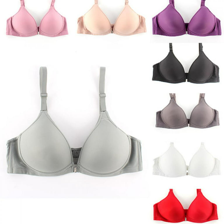Popvcly Soft Touch Push Up Bra for Women,2Pack Front Closure Skin-friendly  Underwear 70-85B 
