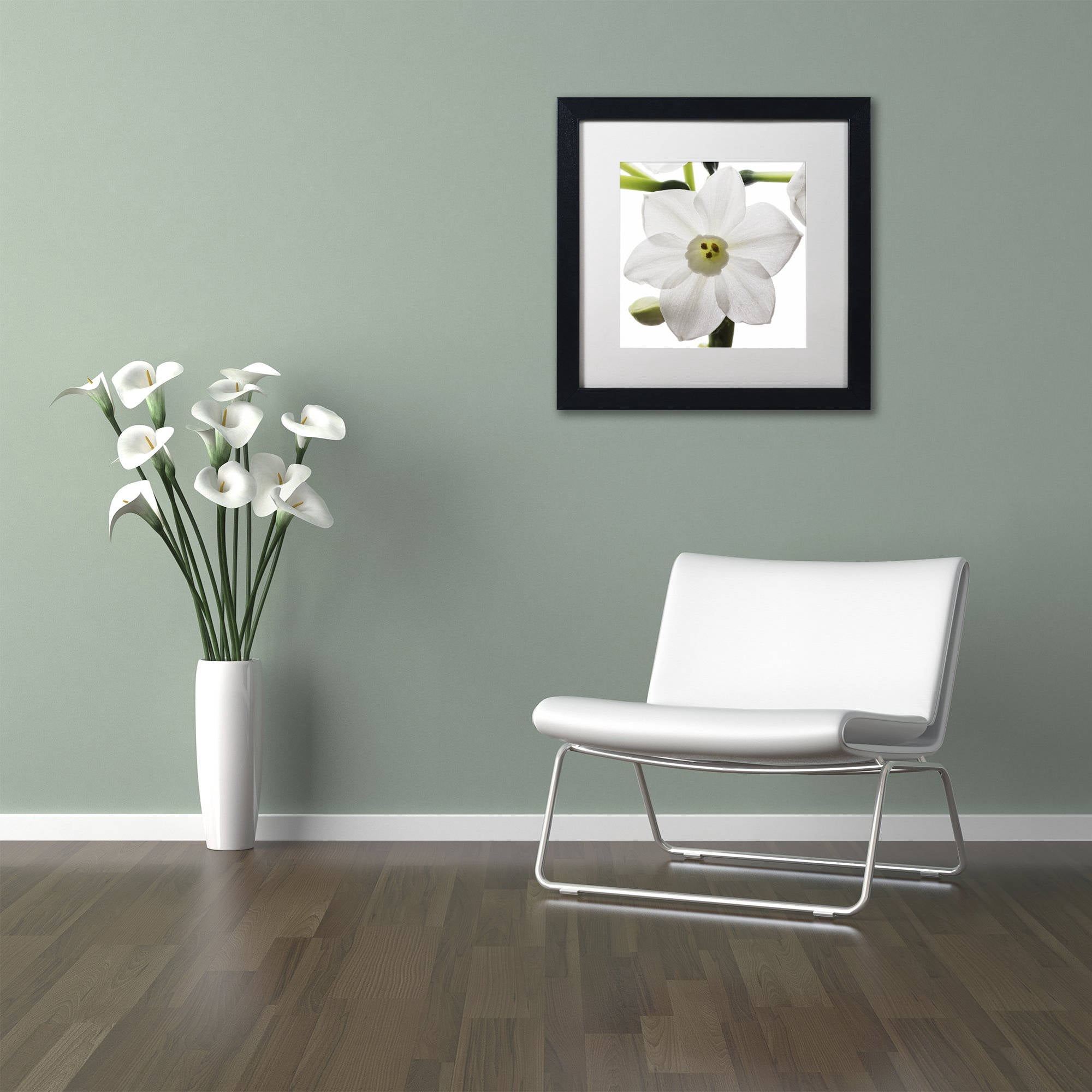 Trademark Fine Art "Paper White 2" Canvas Art by Kurt Shaffer White Mat, Black Frame
