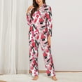 thumbnail image 2 of Lsque Makeup Pattern Long Sleeve Pajama Set for Women - Soft 2-Piece Sleepwear and Loungewear Set with Pockets, Comfy Nightwear-Small, 2 of 7