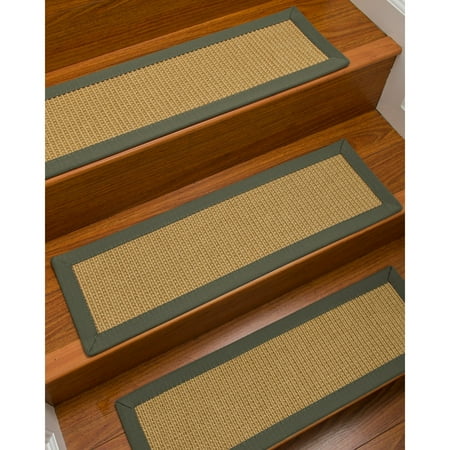 Custom Made Rugs Natural Area Rugs 100% Natural Fiber Devon, Sisal Beige, Handmade Custom Stair Treads Carpet Set Of 8 (9