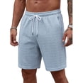 thumbnail image 4 of Lounge Sweat Shorts for Men Cable Knit Drawstring Shorts Elastic Waist Casual Short Pants Solid Lightweight Summer Bermuda Shorts Vacation Beach Wear, 4 of 6