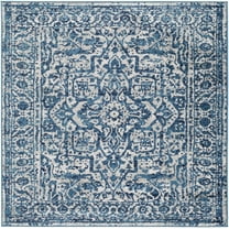 Hauteloom Wellsburg Living Room, Bedroom Area Rug - Traditional - Blue, Light Gray, White - 5'3" Square