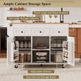 thumbnail image 2 of Bellemave 85.5" Kitchen Island with Extendable Dining Table, Kitchen Storage Table with 3 Side Open Shelves, Rolling Kitchen Island with Power Outlet, 3 Drawers, 2 Doors for Dining Room,White, 2 of 10