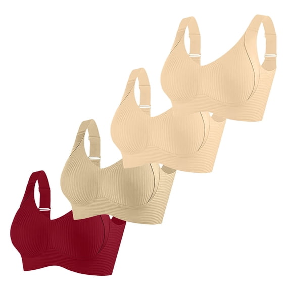 Soutien-gorge 4 Pcs pour Aînés Fermeture avant Respirant Sans Armature Confort Soutien-Gorge pour Femmes Âgées