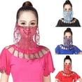 thumbnail image 5 of Women's Belly Dance Tribal Face Veil Face Lace Veil Shining Dance Accessories Halloween Costume Accessory With Sequins, 5 of 5